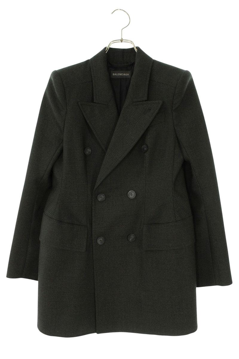 バレンシアガ BALENCIAGA　サイズ:34 571279 TMT11 グレンチェックダブルジャケット(グレー調)【904062】【BS99】【レディース】【中古】bb78#rinkan*A｜RINKAN