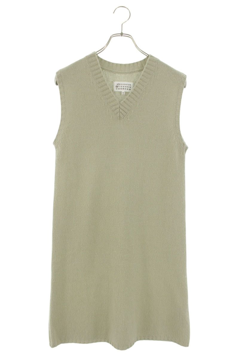 メゾンマルジェラ Maison Margiela サイズ:XS S51FB0075 Vネックロングニットベスト(ベージュ調)【704062】【SB01】【レディース】【中古】bb380#rinkan*B|RINKAN