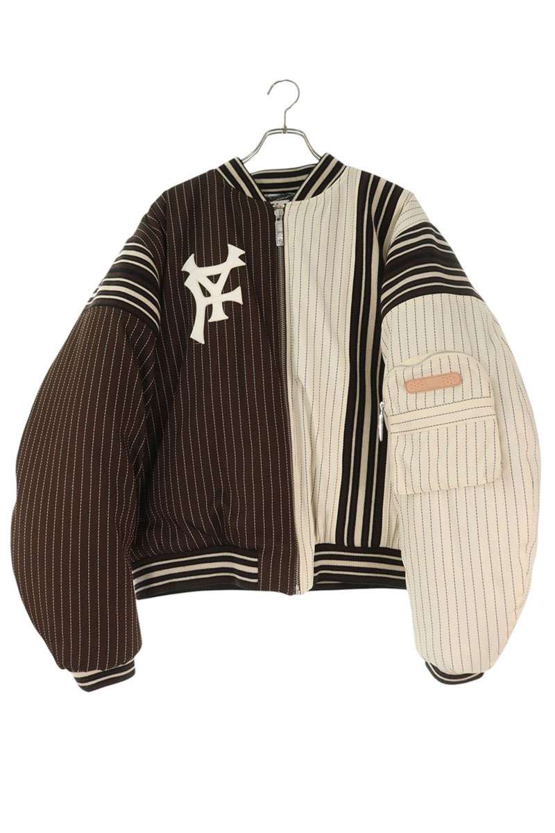 ピーディーエフ PDF　 サイズ:XL Rayan Jacket DFM09003 TF129 ピンストライプボンバージャケットブルゾン(ブラウン×ホワイト)【014062】【BS99】【メンズ】【中古】bb429#rinkan*A