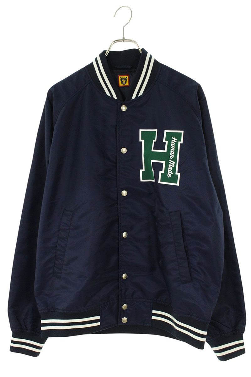 ヒューマンメイド HUMAN MADE　 サイズ:L HM28JK008 ナイロンスタジアムブルゾン(ネイビー)【014062】【FK04】【メンズ】【中古】bb356#rinkan*A