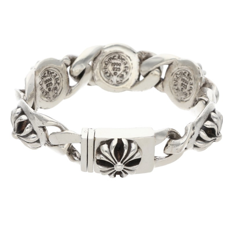 クロムハーツ Chrome Hearts 大いさ:5LINK  CROSS LINK はりつけ台繋がり 年寄りの しろがね色腕輪(しろがね色 104.06g)【314062】【os06】【小物】【中古】bb359#rinkan*B