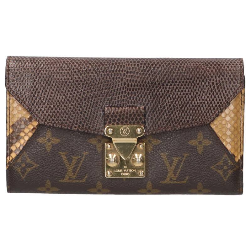 ルイヴィトン LOUISVUITTON   N91298 ポルトフォイユ エキゾチックレザー金入れ(赤銅色×黄色)【914062】【BS99】【小物】【中古】bb170#rinkan*B