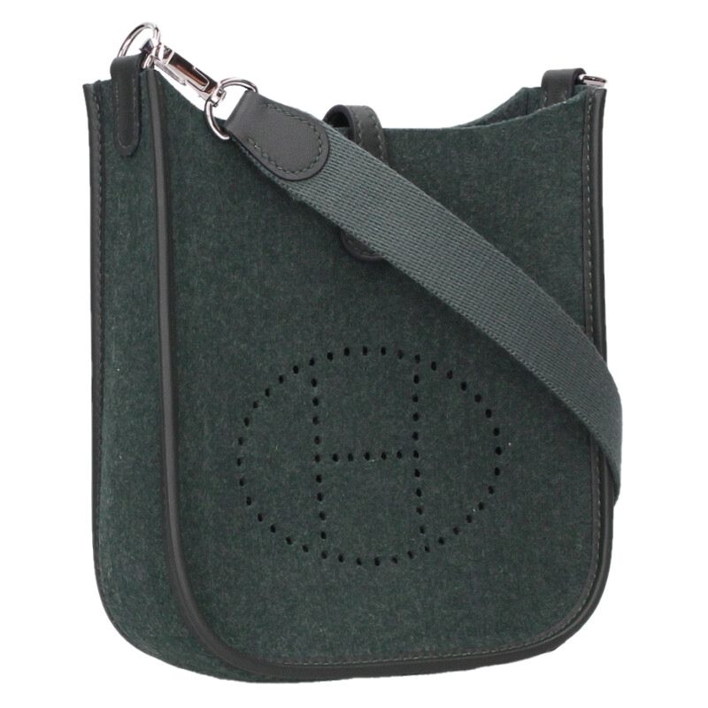 エルメス HERMES 大きさ:TPM  エブリンTPM K目じるし ヴェールシプレス フェルト なめし革ショルダーバッグ(うす暗い緑であること)【314062】【OM10】【小物】【中古】bb344#rinkan*A