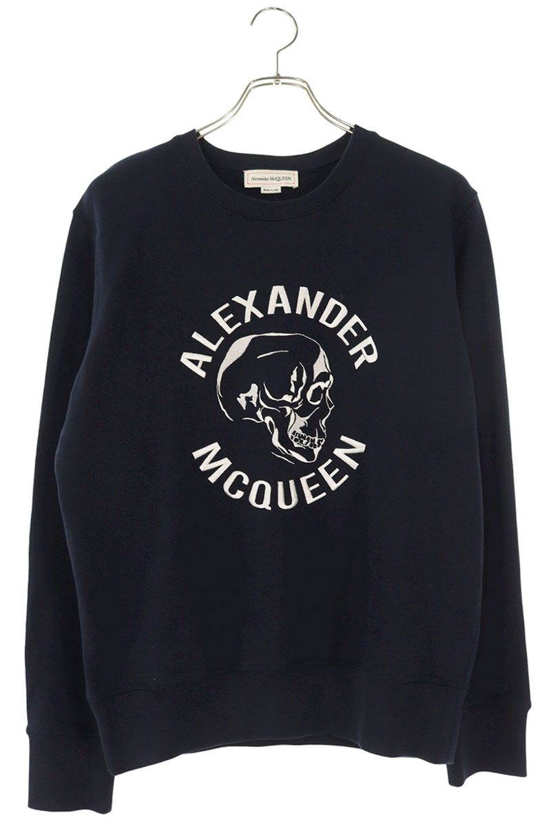 アレキサンダーマックイーン Alexander McQUEEN 大きさ:M  662584 QRX43 ロゴスカルエンブロイダリークルーネックスウェット(米国海軍)【114062】【BS99】【メンズ】【中古】bb51#rinkan*B