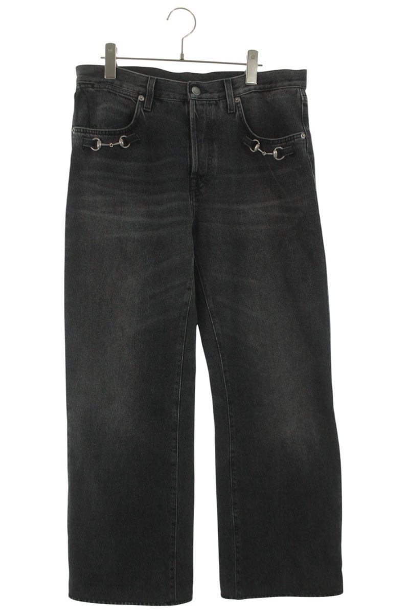 グッチ GUCCI　サイズ:34 860844 XDDF1 ホースビットディテールデニムパンツ(ブラック)【214062】【SS13】【メンズ】【中古】bb177#rinkan*B｜RINKAN