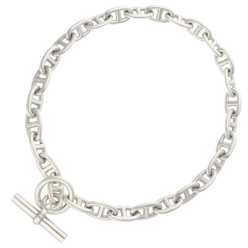 エルメス HERMES 大いさ:GM  Chaine d\u0027Ancre シェーヌダンクルシルバーチョーカーネックレス(しろがね色 123.41g)【314062】【NO05】【小物】【中古】bb453#rinkan*B