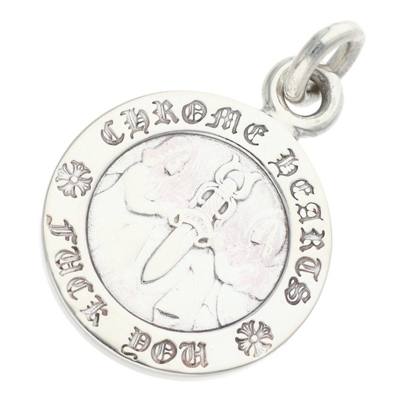 クロムハーツ Chrome Hearts   CHRM ANGL MDL エンジェルメダルチャーム V1 しろがね色首飾りとっ始め(しろがね色 6.2g)【014062】【SS07】【小物】【中古】bb30#rinkan*B