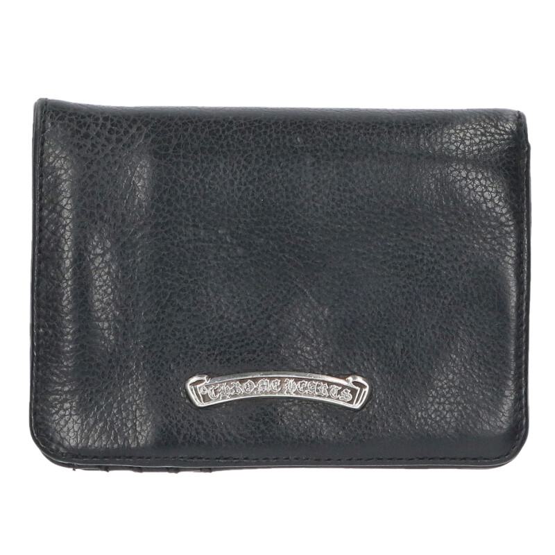 クロムハーツ Chrome Hearts   JOEY ジョーイ レザーウォレット金入れ(黒いこと×しろがね色)【904062】【SJ02】【小物】【中古】bb467#rinkan*B