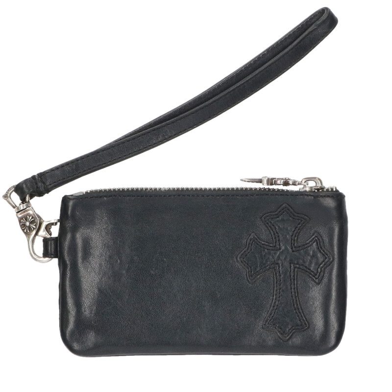 クロムハーツ Chrome Hearts   ZPR CHG WRISTLET ZPR CHG WRISTLET 同盟罷工一回り付き添い人取り替えっこ金入れ金入れ(黒いこと×しろがね色)【904062】【SJ02】【小物】【中古】bb396#rinkan*B