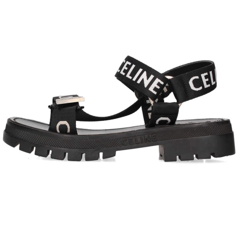 セリーヌ CELINE　サイズ:40 レオ ロゴストラップサンダル(ブラック)【514062】【BS99】【メンズ】【小物】【中古】bb205#rinkan*C｜RINKAN