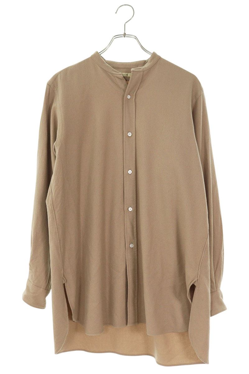 ユーゲン HEUGN 大きさ:2  SHIRT 060 バンドカラーウール長袖プルオーバー(ベージュ)【014062】【BS99】【メンズ】【中古】bb455#rinkan*B