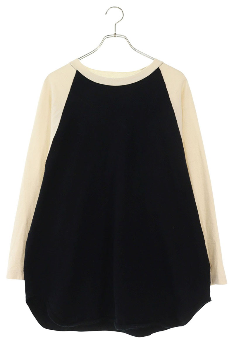 ブラームス blurhms 大きさ:2  24SS  BHS24S022 コットンシルクラグラン長袖カットソー(黒いこと×白いこと)【014062】【BS99】【メンズ】【中古】bb455#rinkan*B