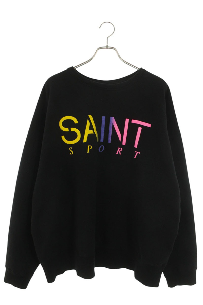 仙マイケル SAINT MICHAEL 大きさ:XXL  25AW  SM-HR1-0000-044 スポーツクルーネックスウェットスウェット(黒いこと)【014062】【SB01】【メンズ】【中古】bb380#rinkan*B
