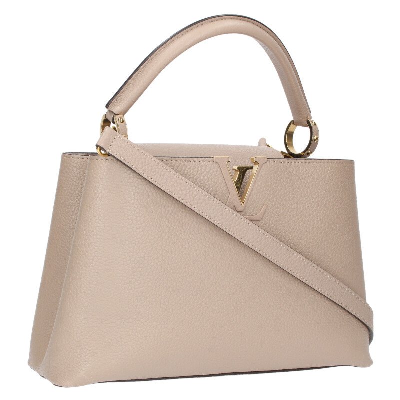 ルイヴィトン LOUISVUITTON 大きさ:MM  M94428 カプシーヌMM ロゴエンブレムレザー2WAYハンドバック(ベージュ)【714062】【BS99】【小物】【中古】bb132#rinkan*B