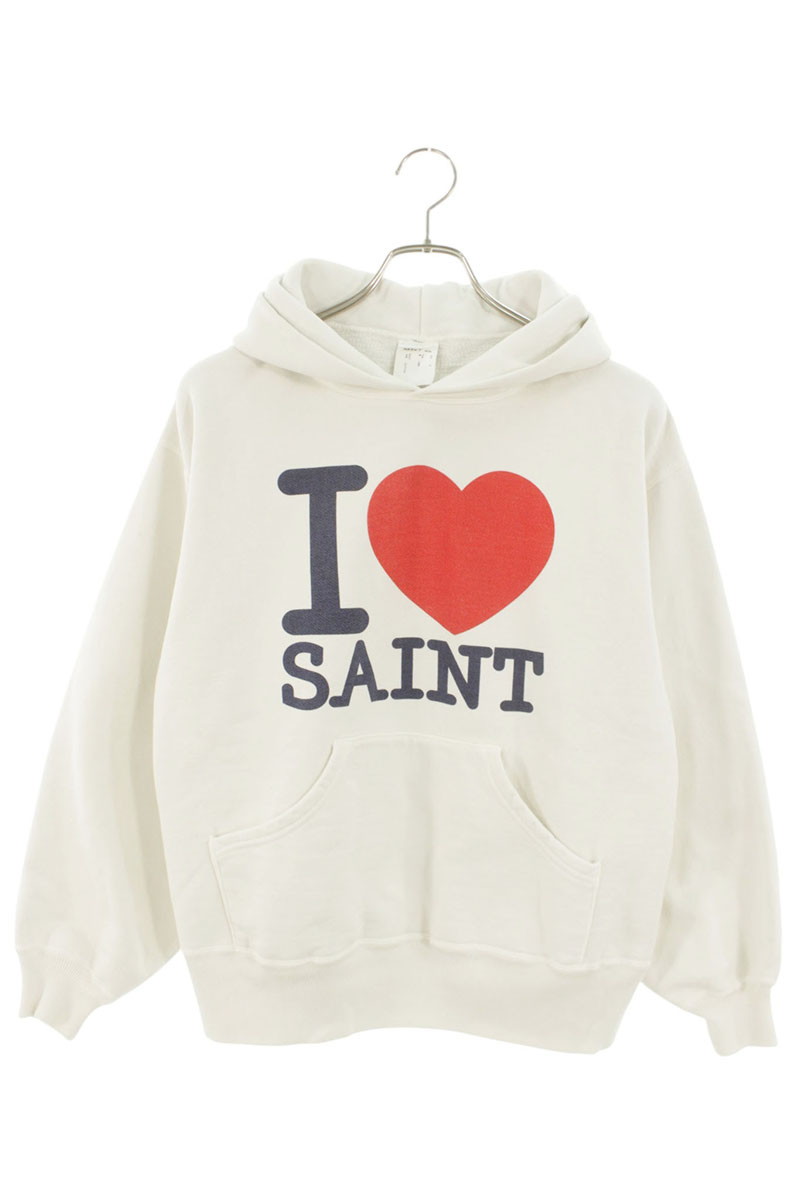 仙マイケル SAINT MICHAEL 大きさ:S  SM-MK8-0000-058 I LOVE SAINT刷り上げるパーカー(白いこと)【114062】【SS13】【メンズ】【中古】bb420#rinkan*A