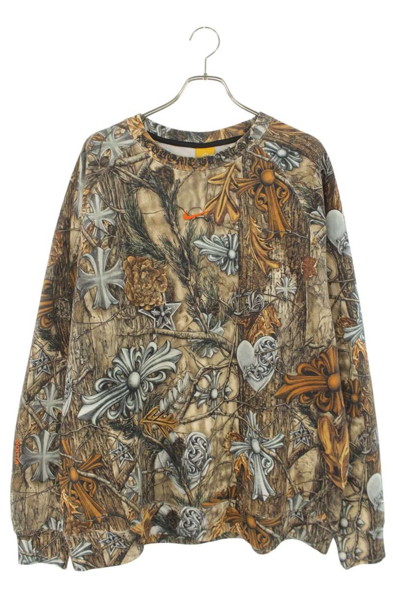 クロムハーツ Chrome Hearts ×ナイキ NIKE 大いさ:XXL  NOCTA CREW NECK ナイキドレイク総柄クルーネックスウェット(赤銅色調)【114062】【GZ11】【メンズ】【中古】bb378#rinkan*S