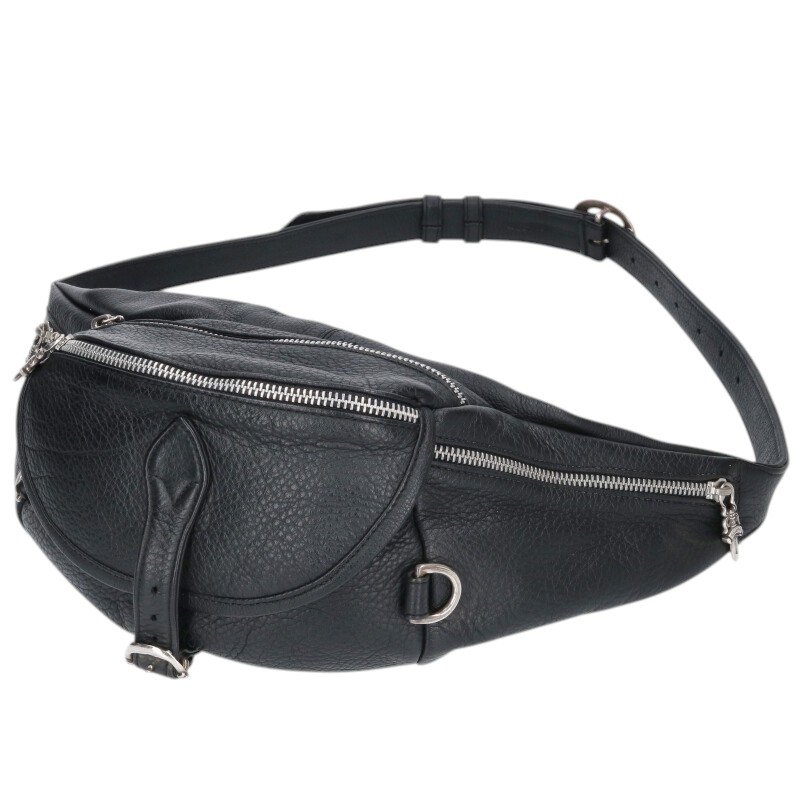 クロムハーツ Chrome Hearts   #1 SNAT PACK スナットパック ダガージップガンスリンガーベルトレザーウエストバッグ(黒いこと×しろがね色)【314062】【SS07】【小物】【中古】bb377#rinkan*C