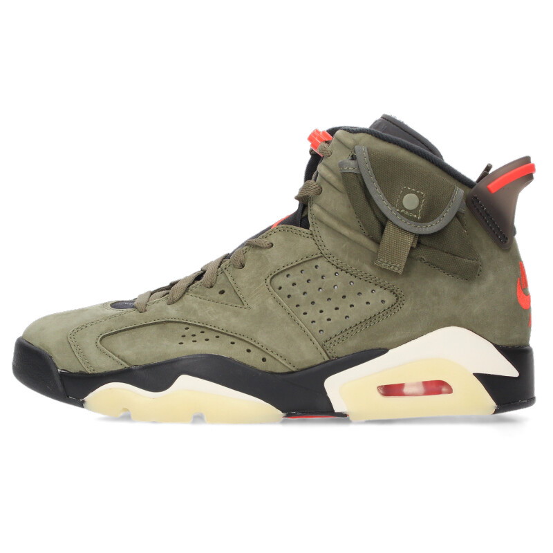 ナイキ NIKE ×トラヴィススコット Travis Scott 大きさ:27糎  CN1084-200 Air Jordan 6 Retro Medium Olive エアジョーダン6 レトロ 並み並み オリーブスニーカー(カーキ)【614062】【BS99】【メンズ】【小物】【中古】bb33#rinkan*S