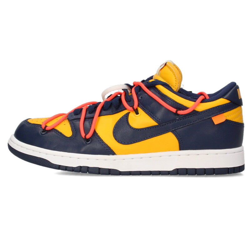 ナイキ オフホワイト NIKE OFF-WHITE　 サイズ:27 CT0856-700 Dunk Low LTHR University Gold Midnight Navy White ダンク ロースニーカー(ネイビー×イエロー)【214062】【BS99】【メンズ】【小物】【中古】bb33#rinkan*S 41,241円