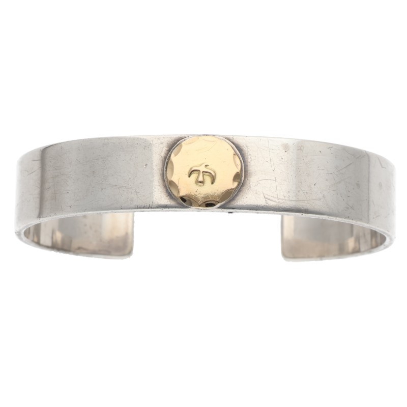ゴローズ goro\u0027s 大きさ:S  平打ちブレス S 腕輪(しろがね色×ゴールド 31.24g)【414062】【HJ08】【小物】【中古】bb30#rinkan*B