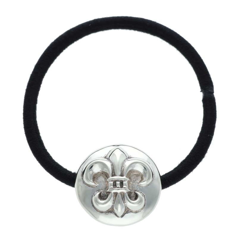 クロムハーツ Chrome Hearts   HAIRBAND BS太陽フレア名取り草 シルバーヘアゴム(しろがね色 総掛け目19.29g)【214062】【GZ11】【小物】【中古】bb297#rinkan*B