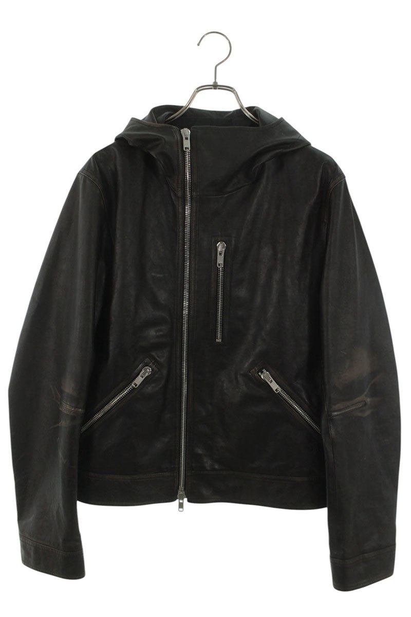クリスチャンディオール DIOR 大きさ:46  24SS  243L412A0652 ヴィンテージ工業フーデッドジップアップレザージャケット(赤銅色)【314062】【BS99】【メンズ】【中古】bb384#rinkan*B
