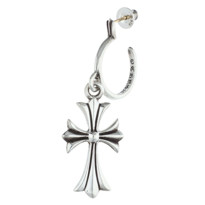 クロムハーツ Chrome Hearts   TINY CH CROSS タイニーCHはりつけ台フープ しろがね色ピアス(しろがね色 4.99g)【514062】【聞き入れる15】【小物】【中古】bb450#rinkan*B