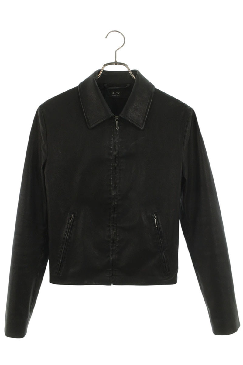グッチ GUCCI 大きさ:S  864928 XNBCL ウォッシュド 伸ばすこと ナッパレザージャケット(黒いこと)【025062】【SB01】【メンズ】【中古】bb459#rinkan*B