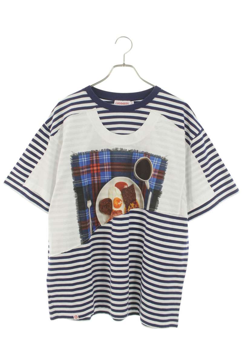 プリンスチャールズ島ジェフリー天然ゴム男の子 CHARLES JEFFREY LOVERBOY 大いさ:M  AULD HAG DOUBLE TEE 間借り人ダブルティーシャツ(米国海軍×白いこと)【514062】【BS99】【メンズ】【中古】bb187#rinkan*A