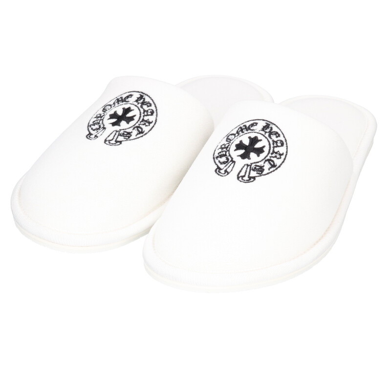 クロムハーツ Chrome Hearts 大きさ:M  HOTEL SLIPPER 導管シュー刺しゅう泊まり家庭用スリッパ(白いこと)【105062】【HJ12】【小物】【中古】bb205#rinkan*S