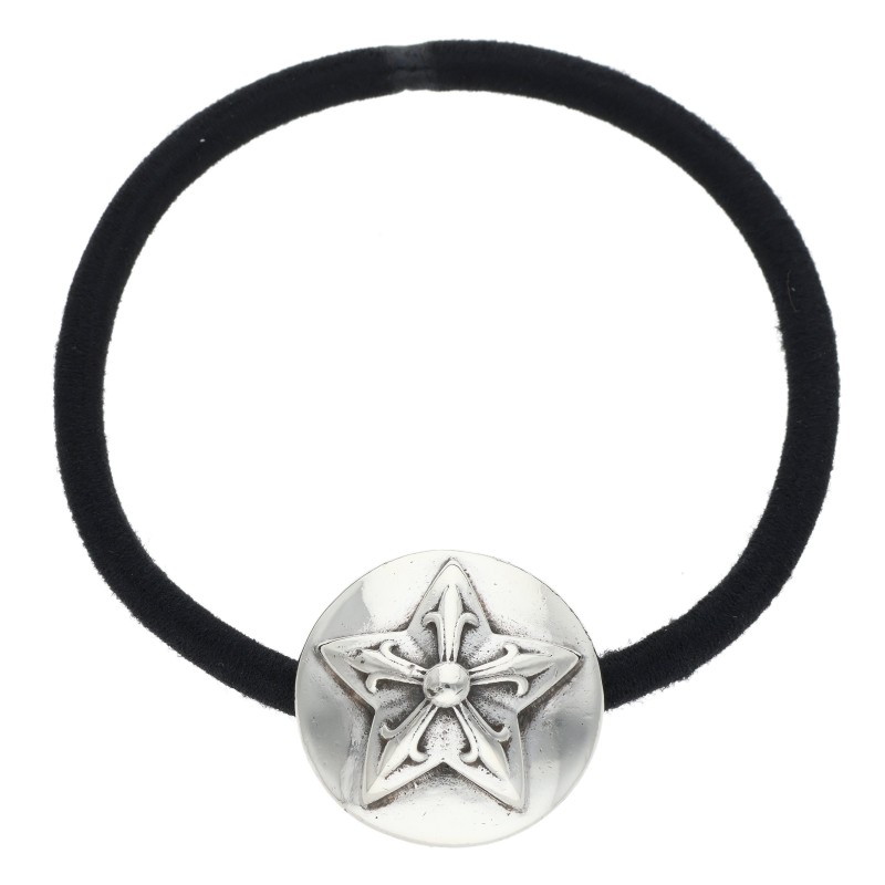 クロムハーツ Chrome Hearts   HAIRBAND スターボタンヘアゴム シルバーコンチョ(しろがね色 総掛け目17.29g)【714062】【聞き入れる15】【小物】【中古】bb379#rinkan*B