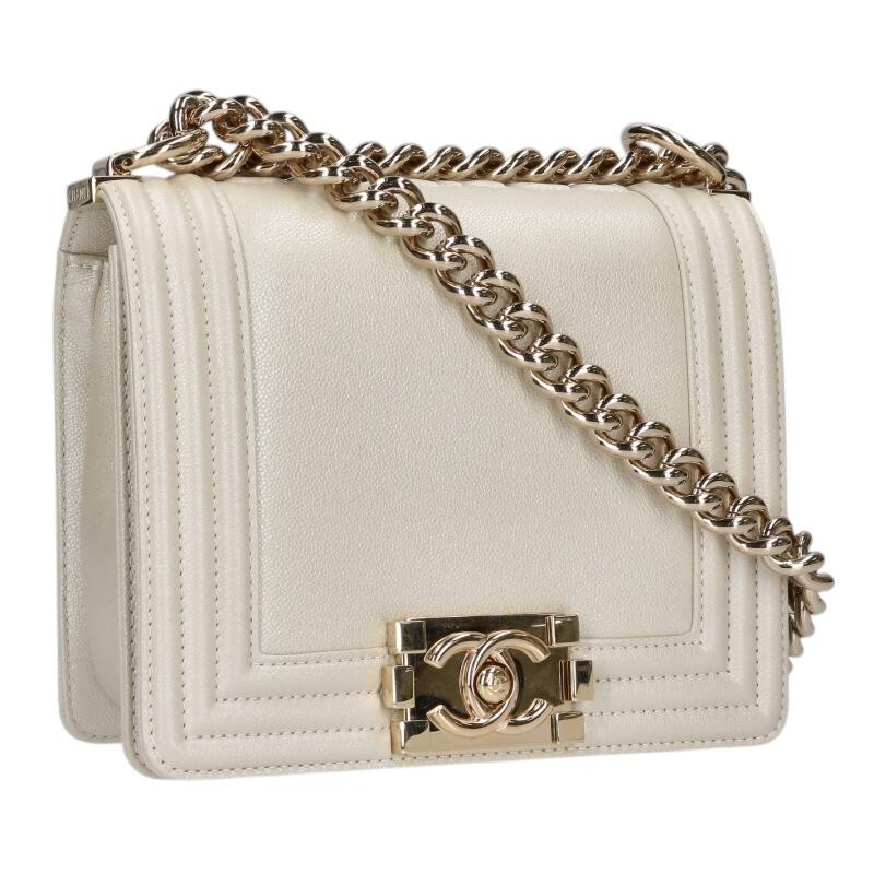 シャネル CHANEL　 AS3018 ボーイシャネル キャビアスキンチェーンショルダーバッグ(ホワイト調×ゴールド)【514062】【SB01】【小物】【中古】bb459#rinkan*A