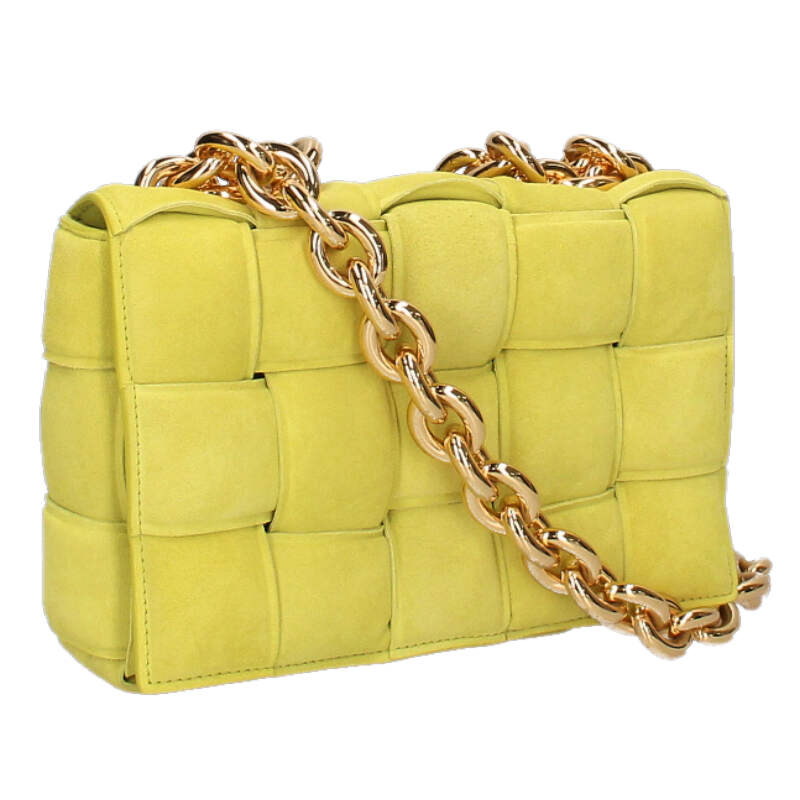 ボッテガヴェネタ BOTTEGA VENETA   631421 V04N0 ザ・チェーンカセット マキシイントレチャートスエードチェーンショルダーバッグ(黄色×ゴールド)【624062】【BS99】【小物】【中古】bb428#rinkan*B