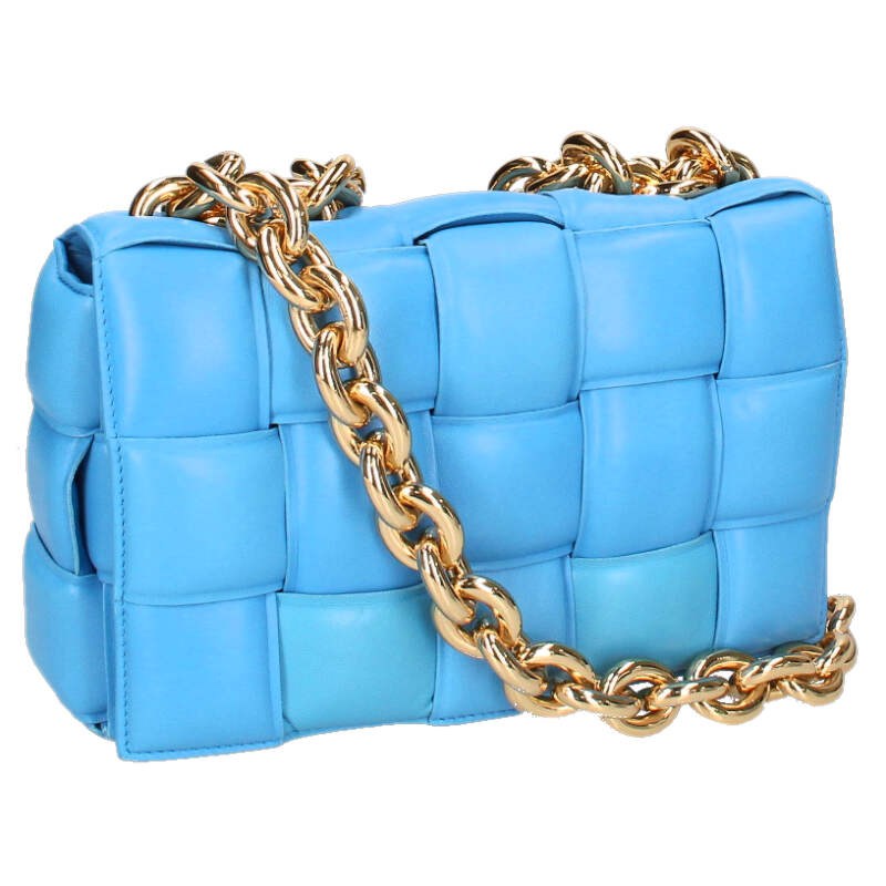 ボッテガヴェネタ BOTTEGA VENETA   631421 V04N0 ザ・チェーンカセット マキシイントレチャートパデッドチェーンショルダーバッグ(青碧×ゴールド)【624062】【BS99】【小物】【中古】bb428#rinkan*B