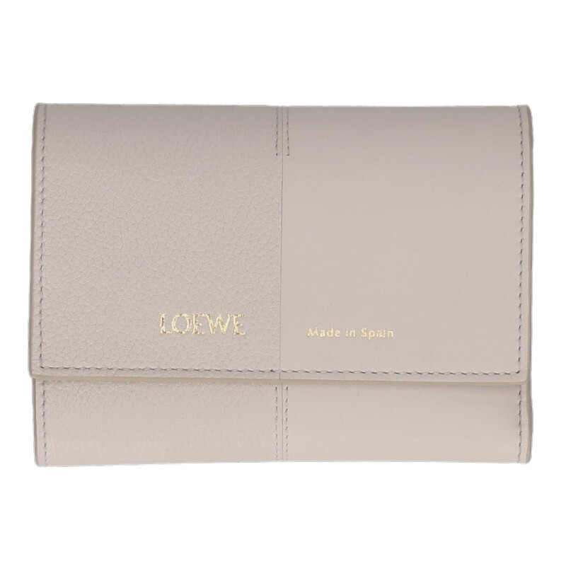 ロエベ LOEWE　 バーティカルウォレットスモール スムースカーフ&グレインカーフ三つ折り財布(グレー)【105062】【BS99】【小物】【中古】bb51#rinkan*A｜RINKAN 37,538円