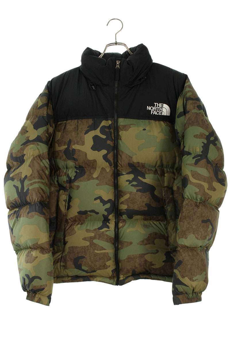 北の方人間の顔 THE NORTH FACE 大きさ:XL  Novelty Nuptse Jacket ND92235 合鴨フラ柄ヌプシダウンジャケット(カーキ調)【914062】【BS99】【メンズ】【中古】bb411#rinkan*B