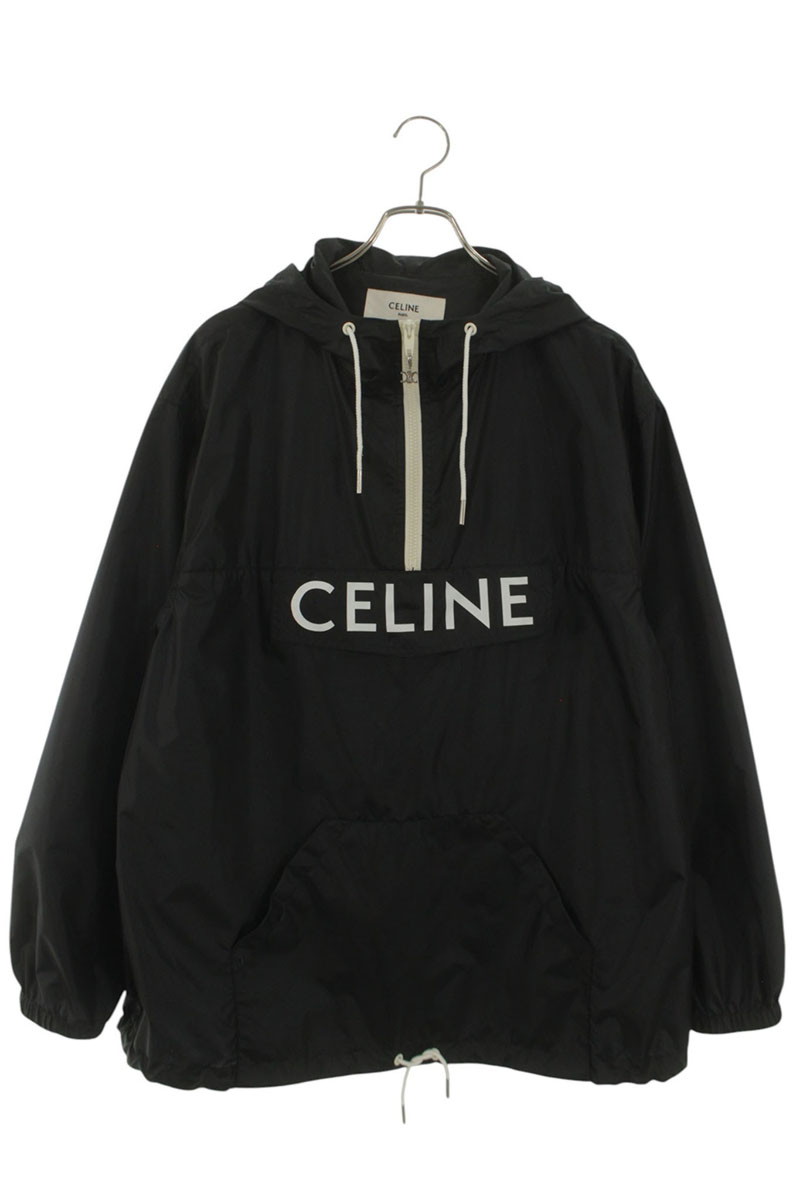 セリーヌ CELINE サイズ:48  2W531495M ロゴプリントウインドブレーカーブルゾン(ブラック)【714062】【SB01】【メンズ】【中古】bb187#rinkan*B