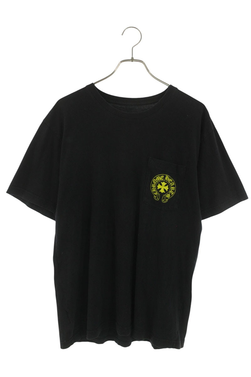 クロムハーツ Chrome Hearts　 サイズ:L CH T-SHRT 1 英字バックプリントTシャツ(ブラック×イエロー)【714062】【SS13】【メンズ】【中古】bb420#rinkan*C