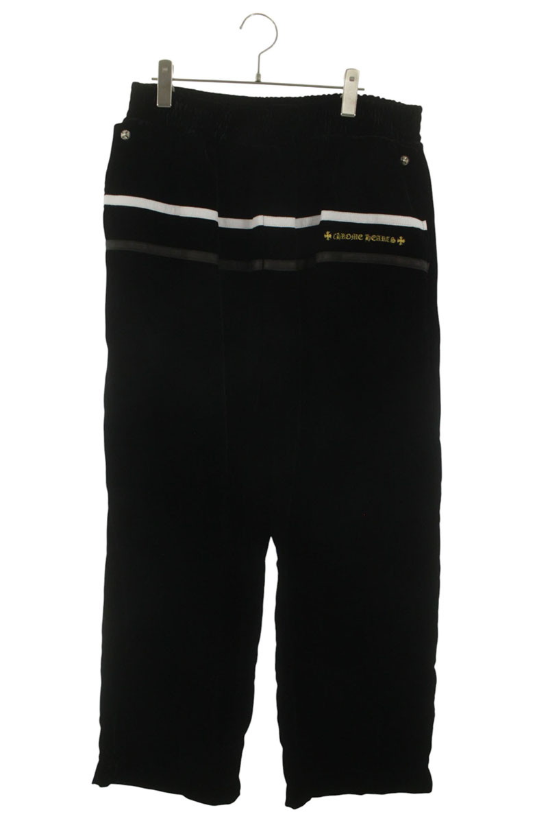 クロムハーツ Chrome Hearts 大きさ:XL  VELVET TRACKSUIT PANTS ロゴタイプ刺しゅうベロアトラックロングロングパンツ(黒いこと)【814062】【聞き入れる15】【メンズ】【中古】bb379#rinkan*S