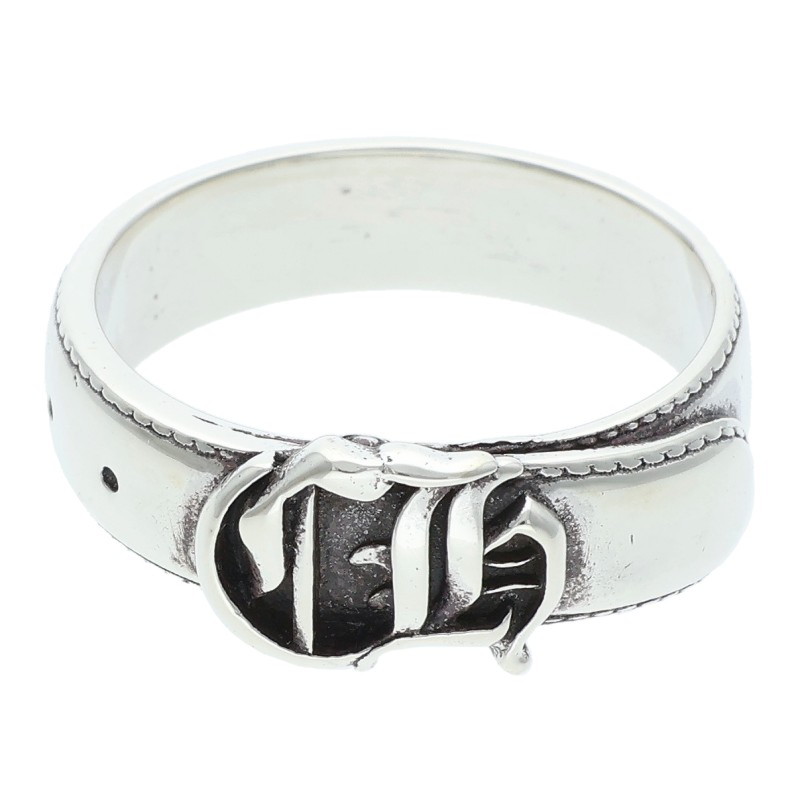 クロムハーツ Chrome Hearts 大きさ:21号  BELTED CH SML 呼びりんテッドCHロゴタイプ スモールシルバーリング(しろがね色 6.99g)【124062】【SJ02】【小物】【中古】bb524#rinkan*B