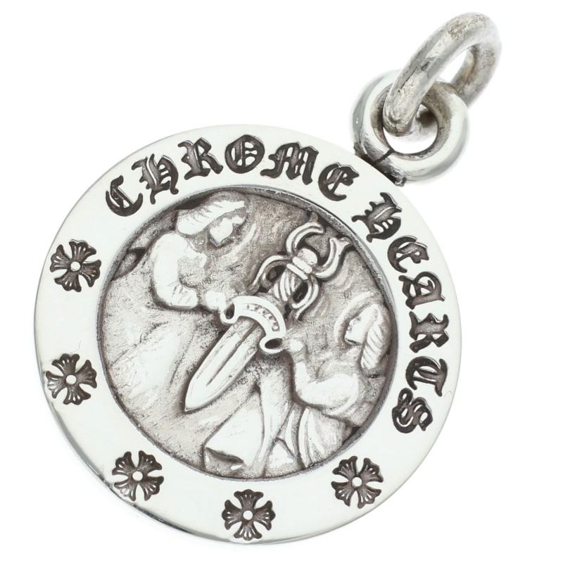クロムハーツ Chrome Hearts   CHRM ANGL MDL エンジェルメダルチャーム V2 しろがね色首飾りとっ始め(しろがね色 6.18g)【814062】【GZ11】【小物】【中古】bb411#rinkan*B