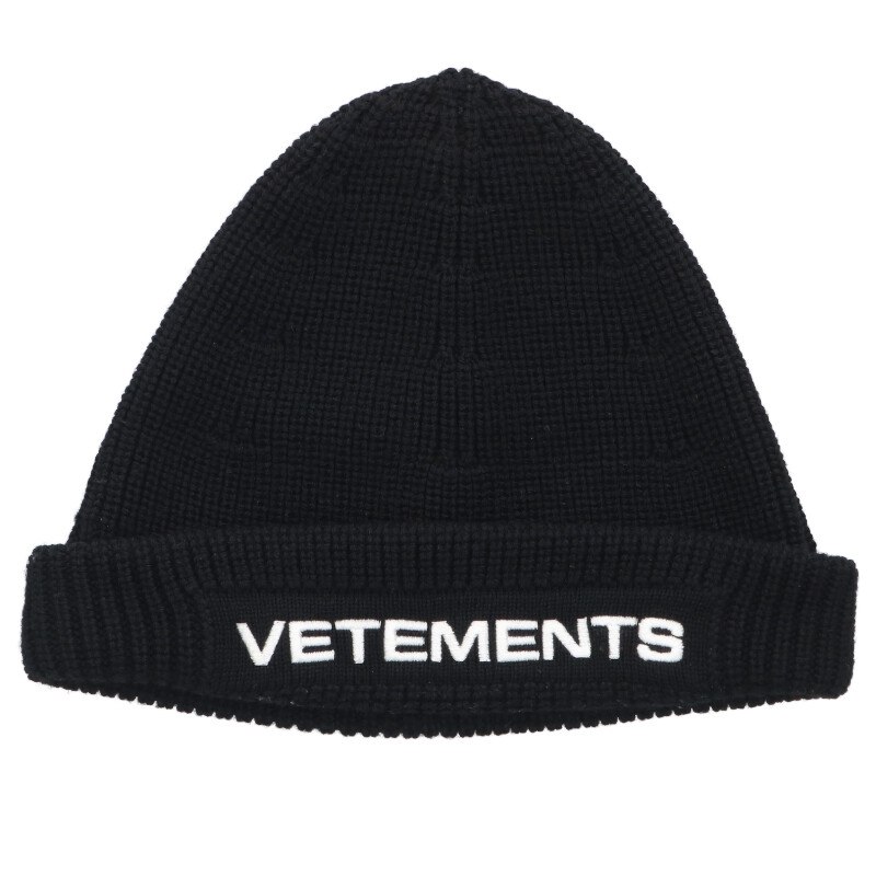 ヴェトモン VETEMENTS   UA52KN300B ロゴタイプ刺しゅう編み物帽(黒いこと)【105062】【BS99】【小物】【中古】bb187#rinkan*B
