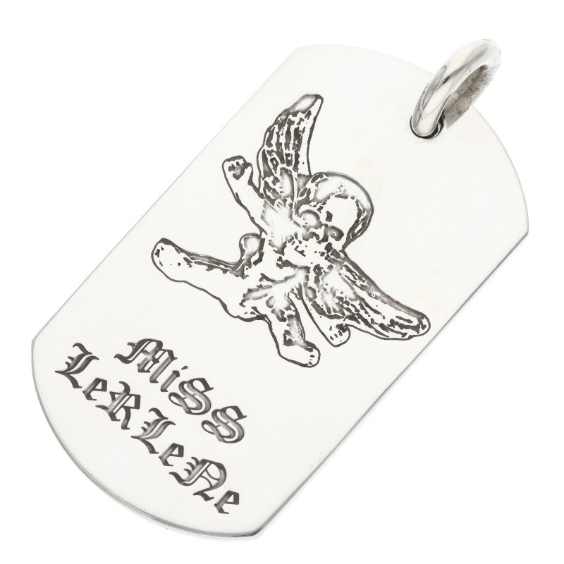 クロムハーツ Chrome Hearts   D TAG LRG FOTI フォティドッグタグ ラージドッグタグネックレストップ(しろがね色 23.28g)【024062】【SS07】【小物】【中古】bb297#rinkan*B