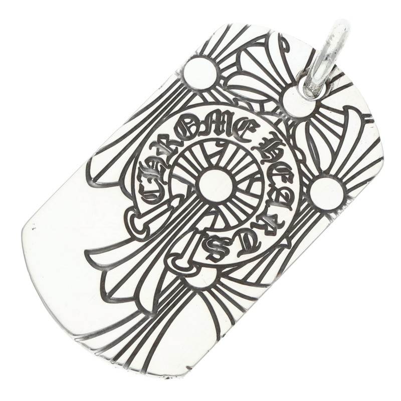 クロムハーツ Chrome Hearts   D TAG LRG GOD BLESS ゴットブレスドッグタグ ラージドッグタグネックレストップ(しろがね色 22.41g)【124062】【聞き入れる15】【小物】【中古】bb379#rinkan*B