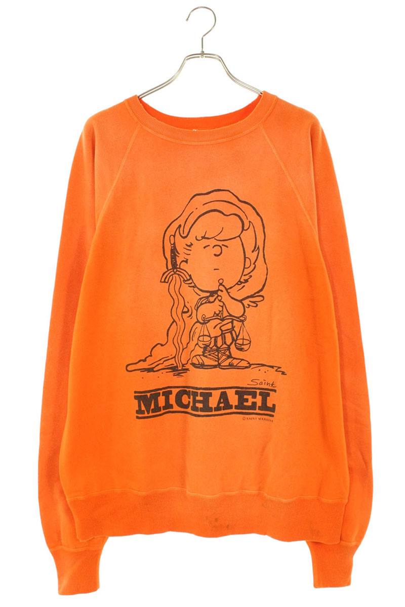 仙マイケル SAINT MICHAEL 大きさ:XL  SM-A23-0000-023 ヴィンテージ産業キャラクタープリントスウェット(オレンジ色)【914062】【SB01】【メンズ】【中古】bb456#rinkan*B