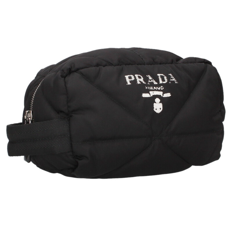 プラダ PRADA   2NA050 Re-Nylonリナイロンロゴプリントセカンドクラッチバッグ(黒いこと)【105062】【BS99】【小物】【中古】bb33#rinkan*B