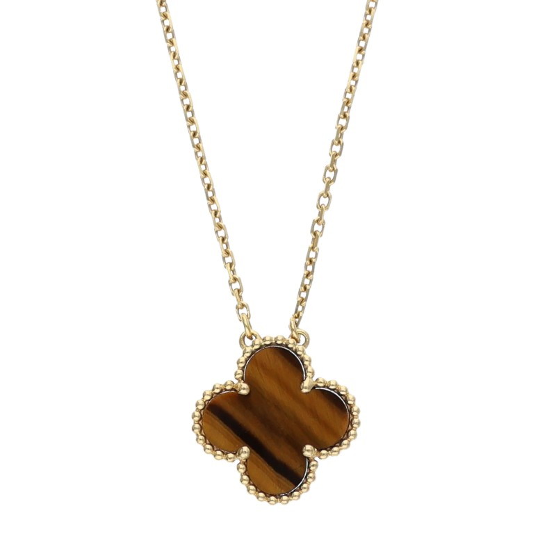 ヴァンクリーフアンドアーペル VANCLEEF \u0026 ARPELS   VCARD38600 ヴィンテージアルハンブラ K18YGタイガーアイネックレス(赤銅色×黄色ゴールド 4.77g)【724062】【SS13】【小物】【中古】bb132#rinkan*B