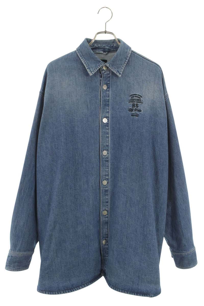 ラフシモンズ RAF SIMONS 大きさ:M  192-727B ロゴタイプ刺しゅうジーンズ上衣(インディゴ)【024062】【SB01】【メンズ】【中古】bb18#rinkan*B