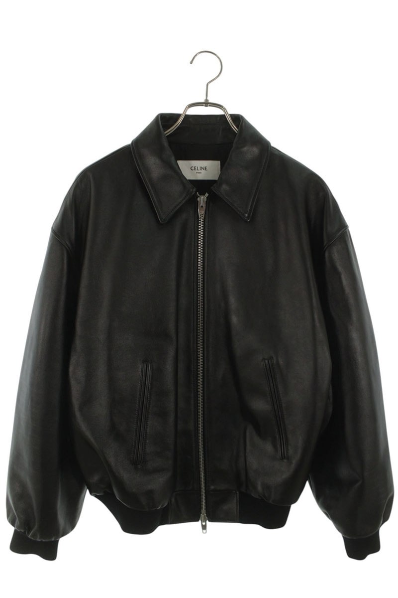 セリーヌ CELINE 大きさ:46  RV14D559E トリオンフロゴカーフレザーテディブルゾン(黒いこと)【024062】【SS13】【メンズ】【中古】bb346#rinkan*A