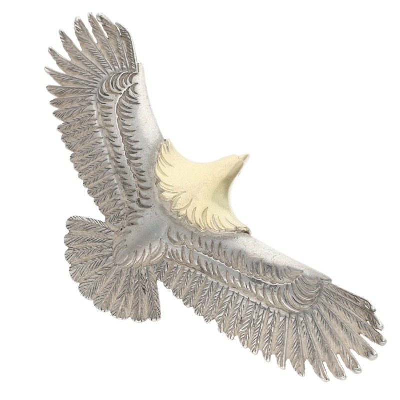 ウイングロック WING ROCK　　サイズ:L Eagle Pendant top Diamond-L 両目ダイヤ付きイーグルネックレストップ(シルバー&times;ゴールド&times;クリア 41.39g)【505062】【OS06】【小物】【中古】bb326#rinkan*B｜RINKAN